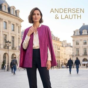 Elegant Purple Faux Suede Cape Jacket